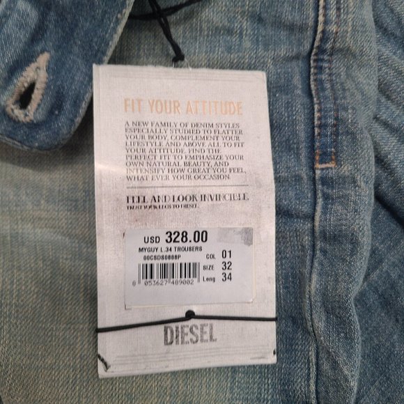 Women's Diesel Myguy Relaxed Boyfriend Distressed Destroyed Jeans Sz W32 L 34 - Picture 10 of 10